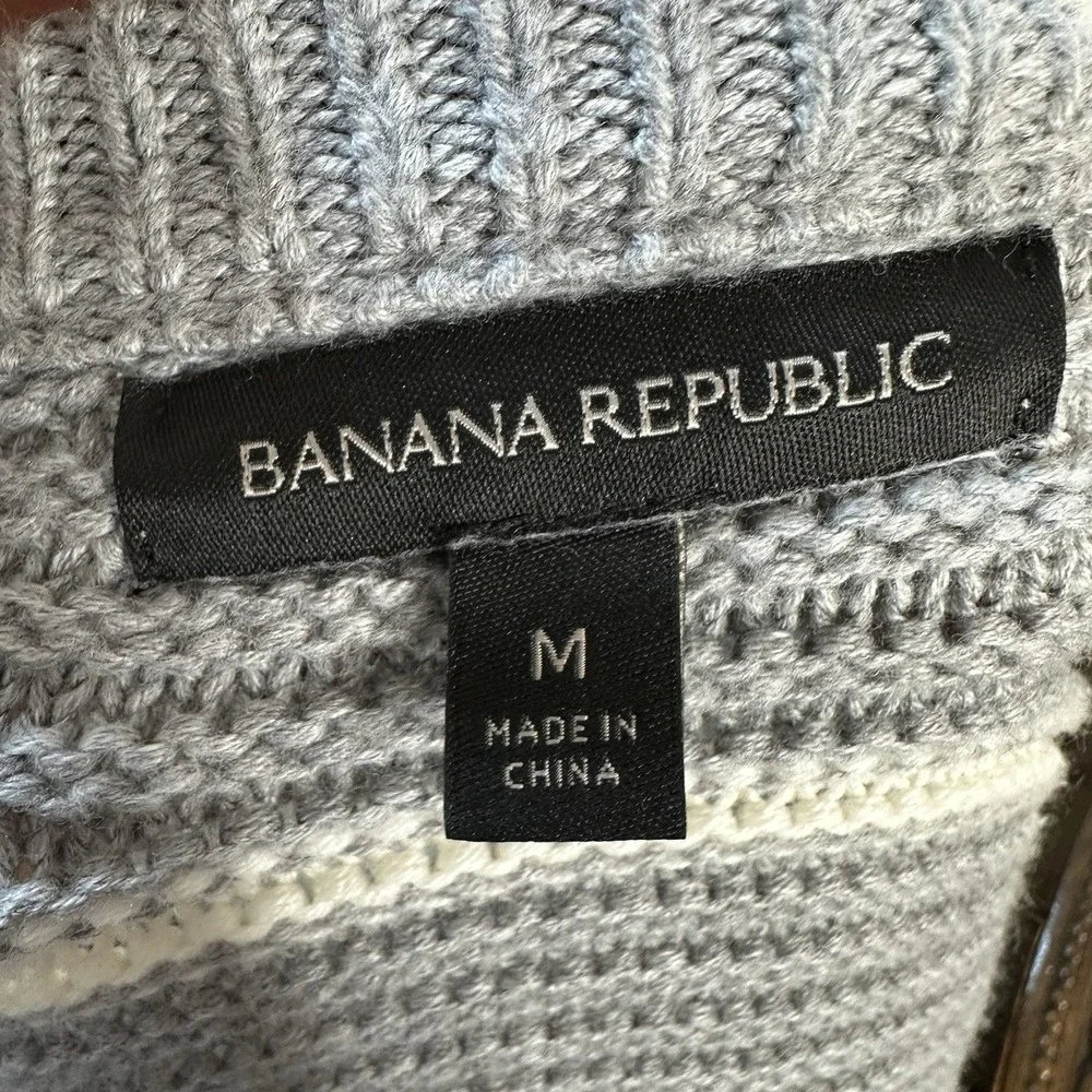 Banana Republic Grey White Striped Ruffle Pullover Sweater‎ MEDIUM